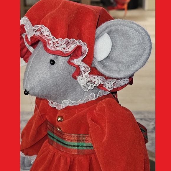 Vintage Christmas Mouse Set 13in Tall Holiday Decor Holiday Collectables - Picture 3 of 15